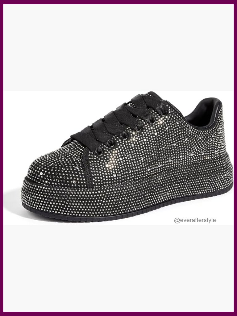 Rhinestone Platform Sneakers Sparkly Glitter Bling Tennis Shoes Wedding Party